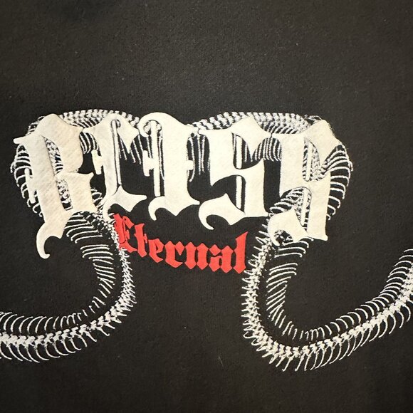 Forever 21 Men’s Black Graphic Hoodie Snake Design Large Bliss Eternal Pullover - Picture 10 of 11